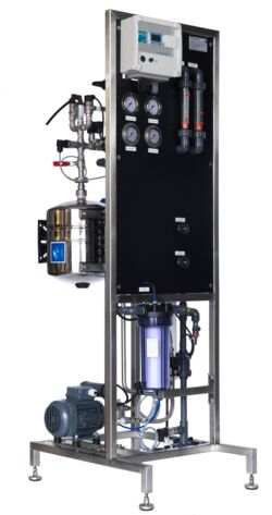 If there is a back pressure in the permeate line, reverse osmosis systems for operation with permeate back pressure (PGD) are used for desalination of softened drinking water.
